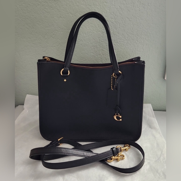 Coach Tyler Carryall Black Leather Handbag Crossbody - Picture 1 of 15